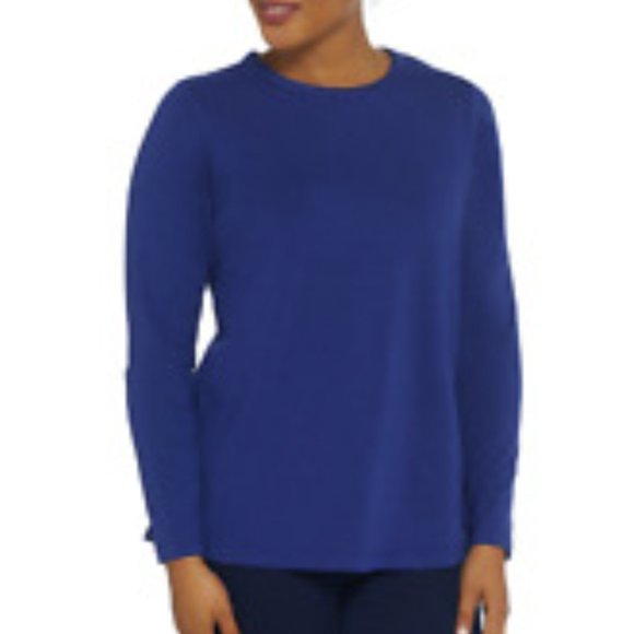 Denim & Co Essentials Crew Neck Knit Top  6908 - Picture 1 of 2